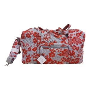 Vera Bradley large travel duffel red/gray floral Rain Garden
